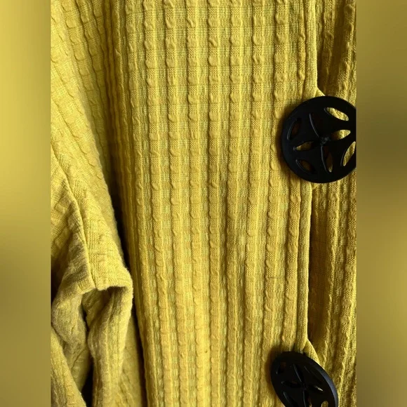 IC Collection Yellow Ribbed Button-Up Jacket - Picture 6 of 8